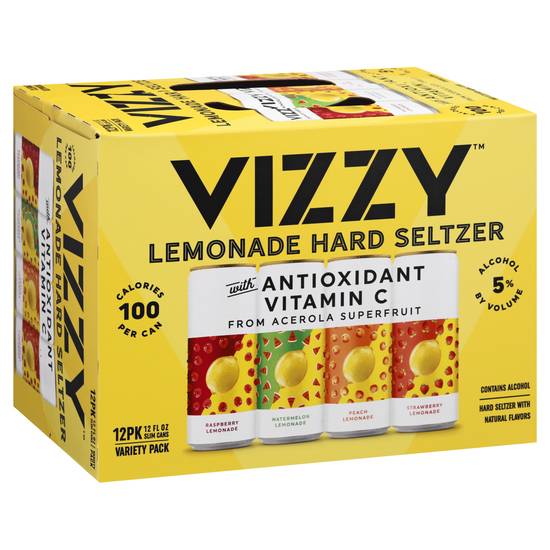 Vizzy Lemonade Hard Seltzer With Antioxidant Vitamin C (12 ct, 12 fl oz)