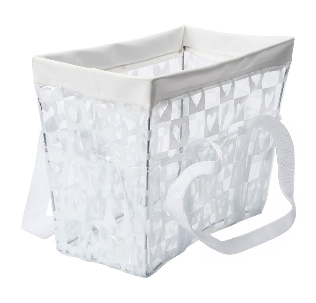 Clear Printed Caddy White Heart