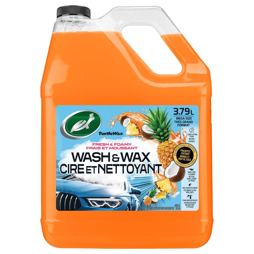 Turtle Wax Fresh & Foamy Wash & Wax, Pineapple Coconut 128Oz