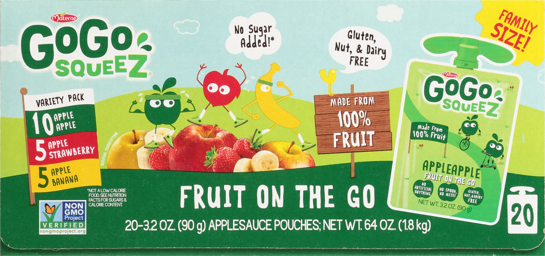 GoGo squeeZ Fruit on the Go Applesauce, Assorted (3.2 oz, 20 ct)
