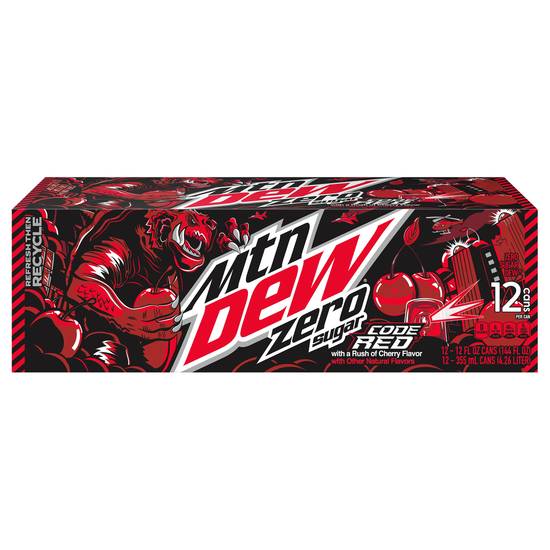 Mountain Dew Diet Code Red Soda (12 ct, 12 fl oz)