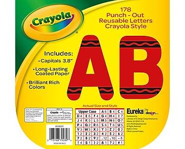 Eureka Crayola Punch-Out Reusable Letters, Red, 178/Set (850020)