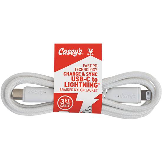 Casey's 3FT Braided USB C-MFI Cable Assorted
