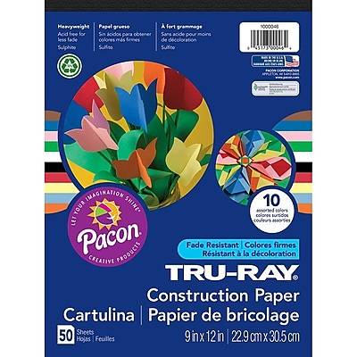 Pacon 9 x 12 Construction Paper, Assorted Colors, 50 Sheets/Pack, /Pad (P1000046)