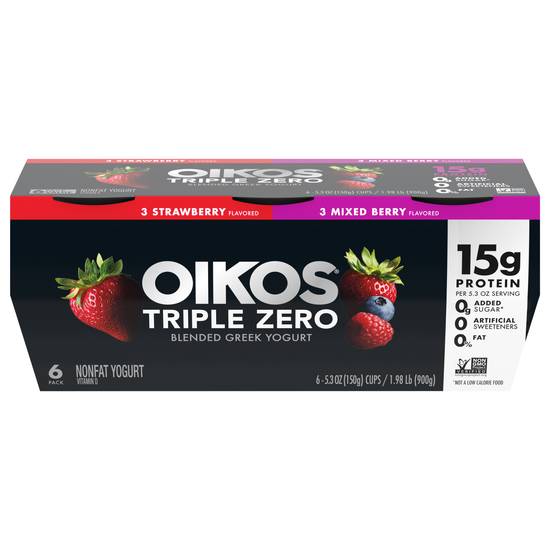 Oikos Triple Zero Strawberry / Mixed Berry Greek Nonfat Yogurt