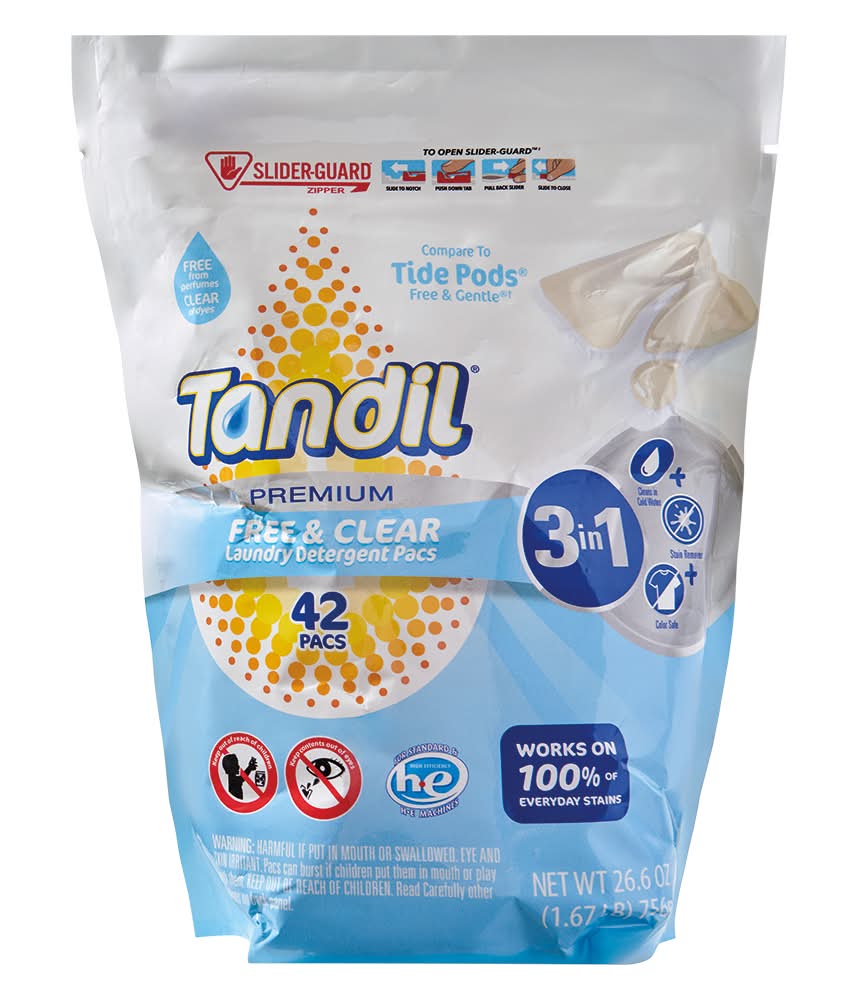 Tandil Premium Free & Clear Laundry Detergent Pacs (26.6 oz, 42 ct)