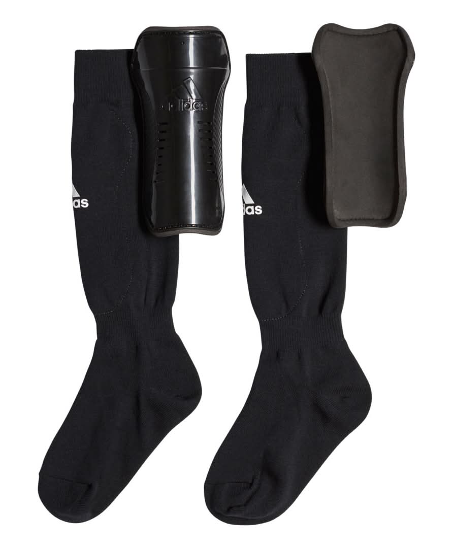 adidas Youth Soccer Shin Socks (Black/White, M)
