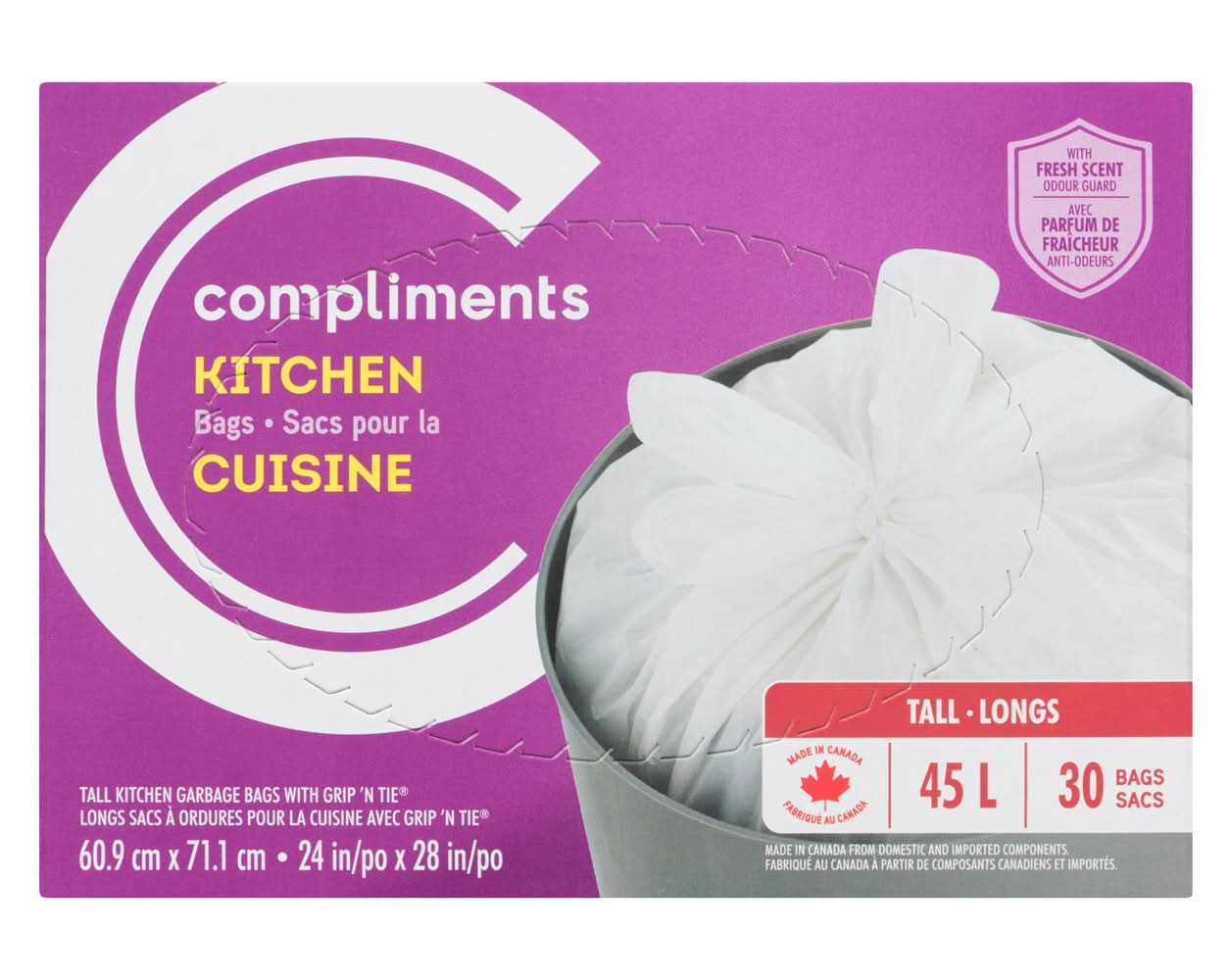 Compliments Tall Kitchen Bags 45 L (30 ct)
