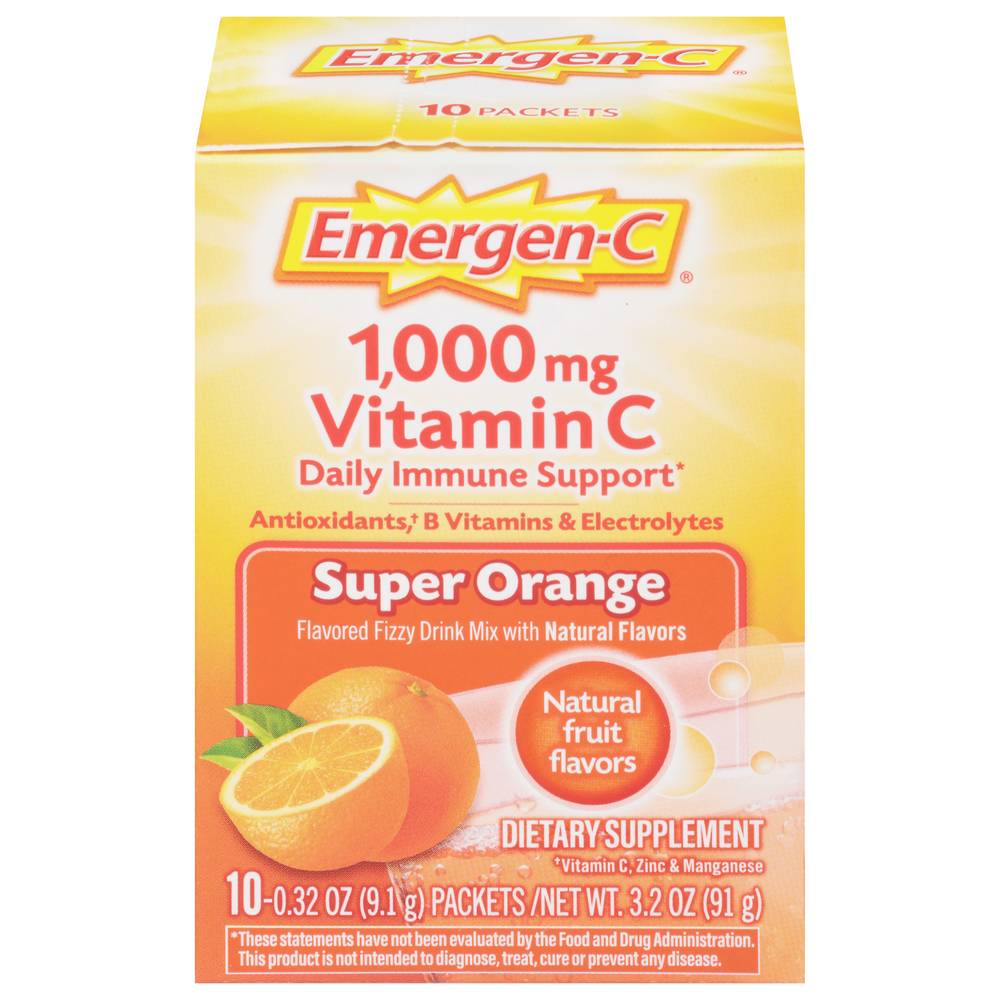 Emergen-C Vitamin C Supplement, Super Orange (0.32 oz, 10 ct)