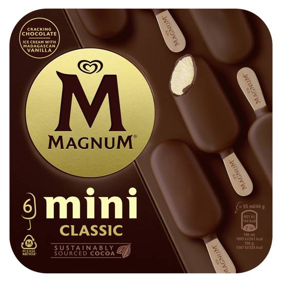 Magnum - Mini bâtonnets glacés classic vanille (6 pièces)