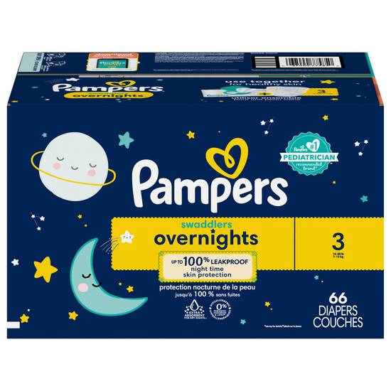 Pampers Swaddlers Overnights Size 3 Diapers (66 ct)