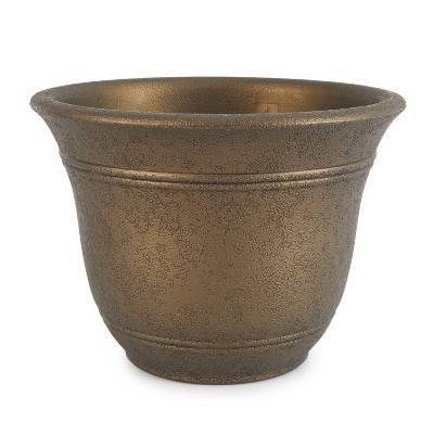 HC Companies SRA10001P02 Sierra 10 Inch Self Watering Round Weather Resistant Plastic Resin Flower Garden Planter Pot Container, Celtic Bronze