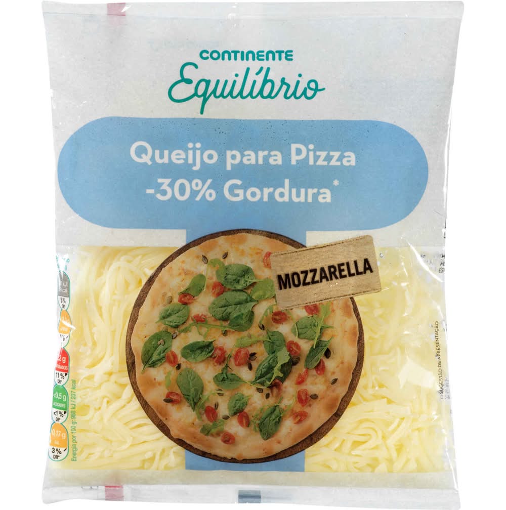 Queijo Mozzarella Ralado para Pizza -30% Gordura Continente Equilíbrio (emb. 150 gr)