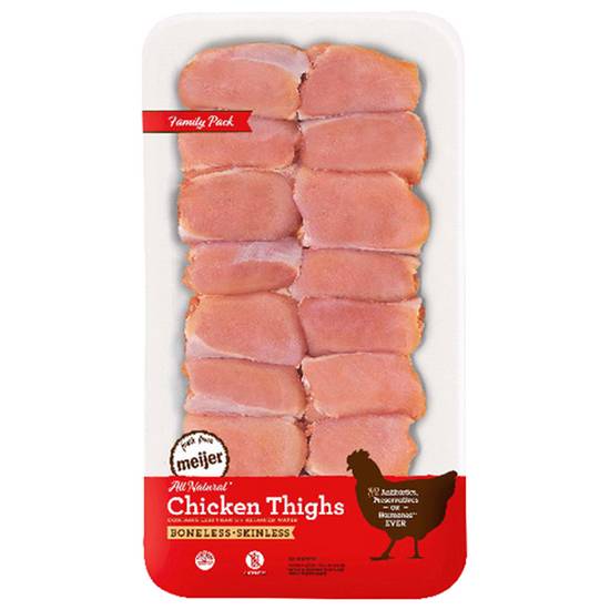 Meijer 100% All Natural Boneless Skinless Chicken Thighs, Family Pack (approx 3.94 lbs)