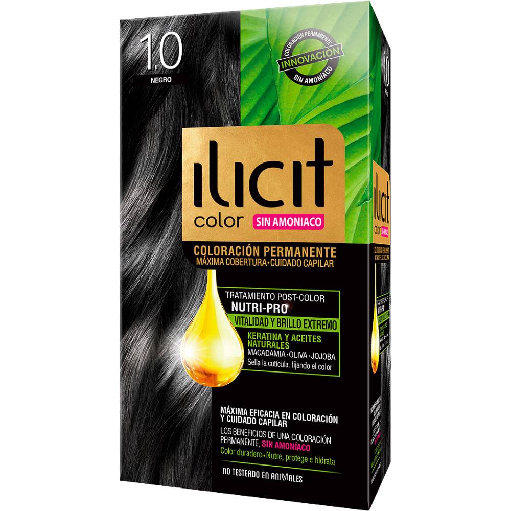 Ilicit tintura cabello color 1.0 negro (caja 1 u)