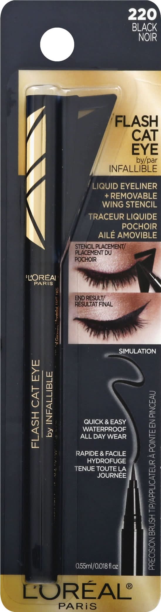 L'Oréal Waterproof Black Noir 220 Liquid Eyeliner (0.55 ml)