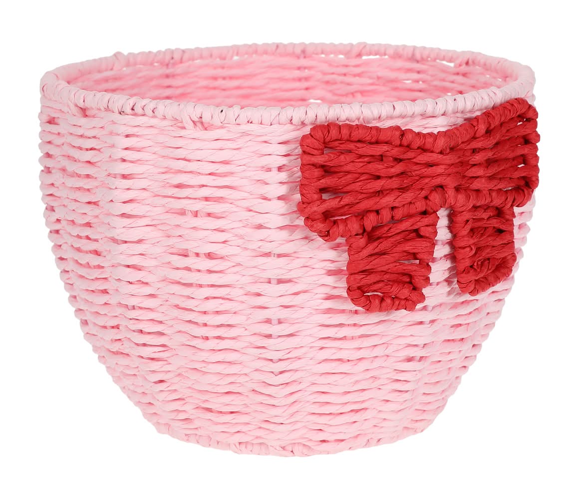 Bow Round Basket Pink/Red