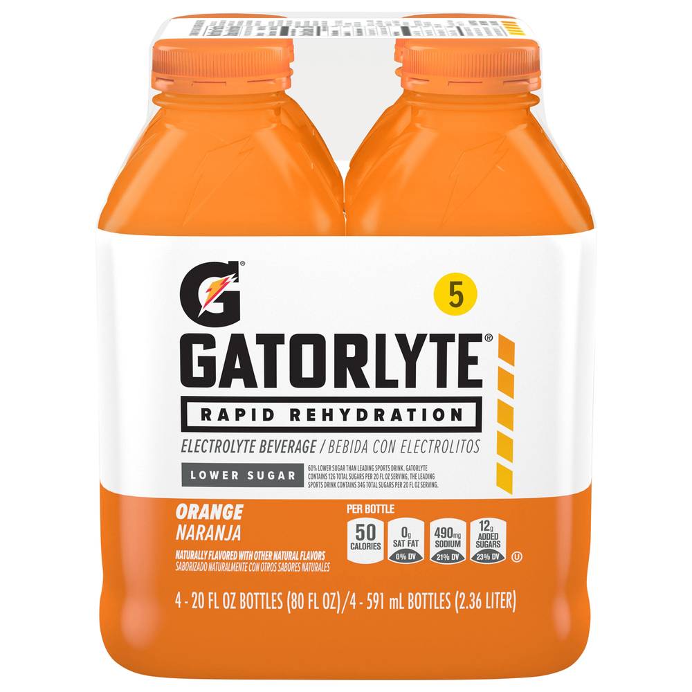 Gatorade Gatorlyte Rapid Rehydration Electrolyte Beverage, Orange (4 x 20 fl oz)