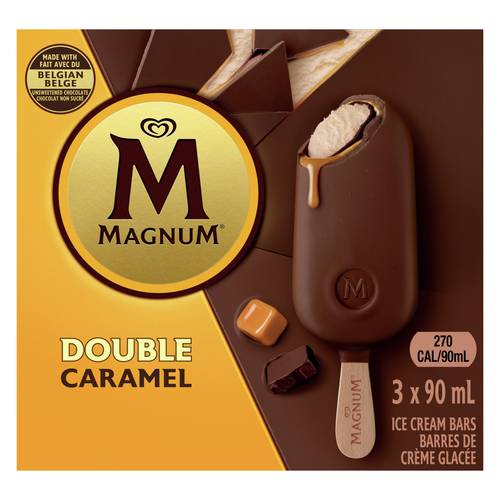 Magnum Ice Cream Bars, Double Caramel (3 x 90 ml)
