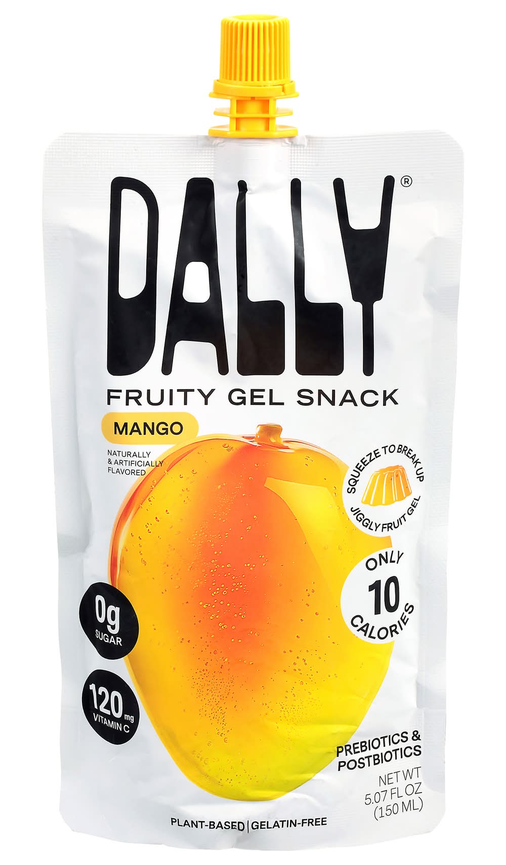 Dally Prebiotics and Postbiotics Gel Fruit Snack, Mango (5.07 fl oz)