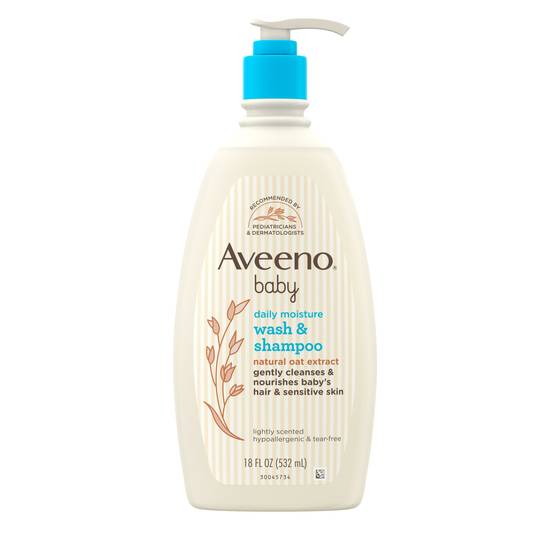 Aveeno Baby Daily Moisture Body Wash & Shampoo, Oat Extract, 18 fl. oz
