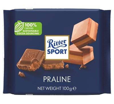 Ritter Sport Praline, Milk Chocolate Filling (100g)