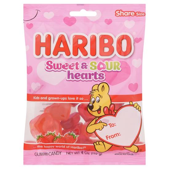 Haribo Sweet & Sour Hearts Gummi Candy Share Size