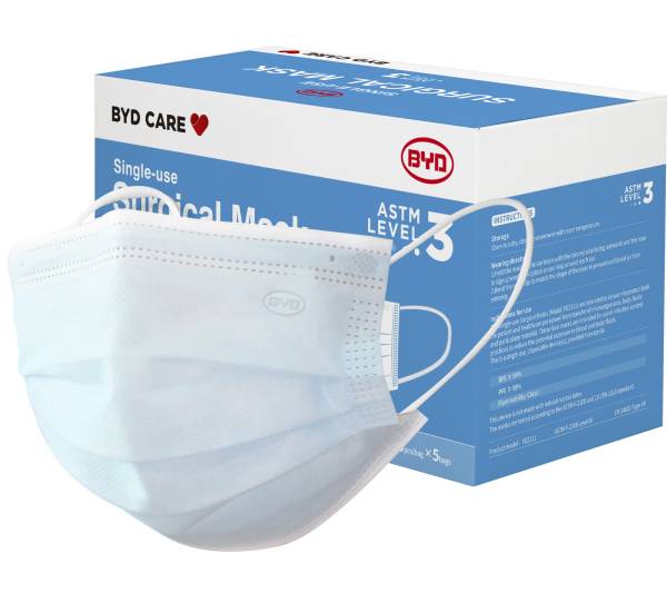 BYD Care Level 3 Surgical Masks, Blue (50 ct)