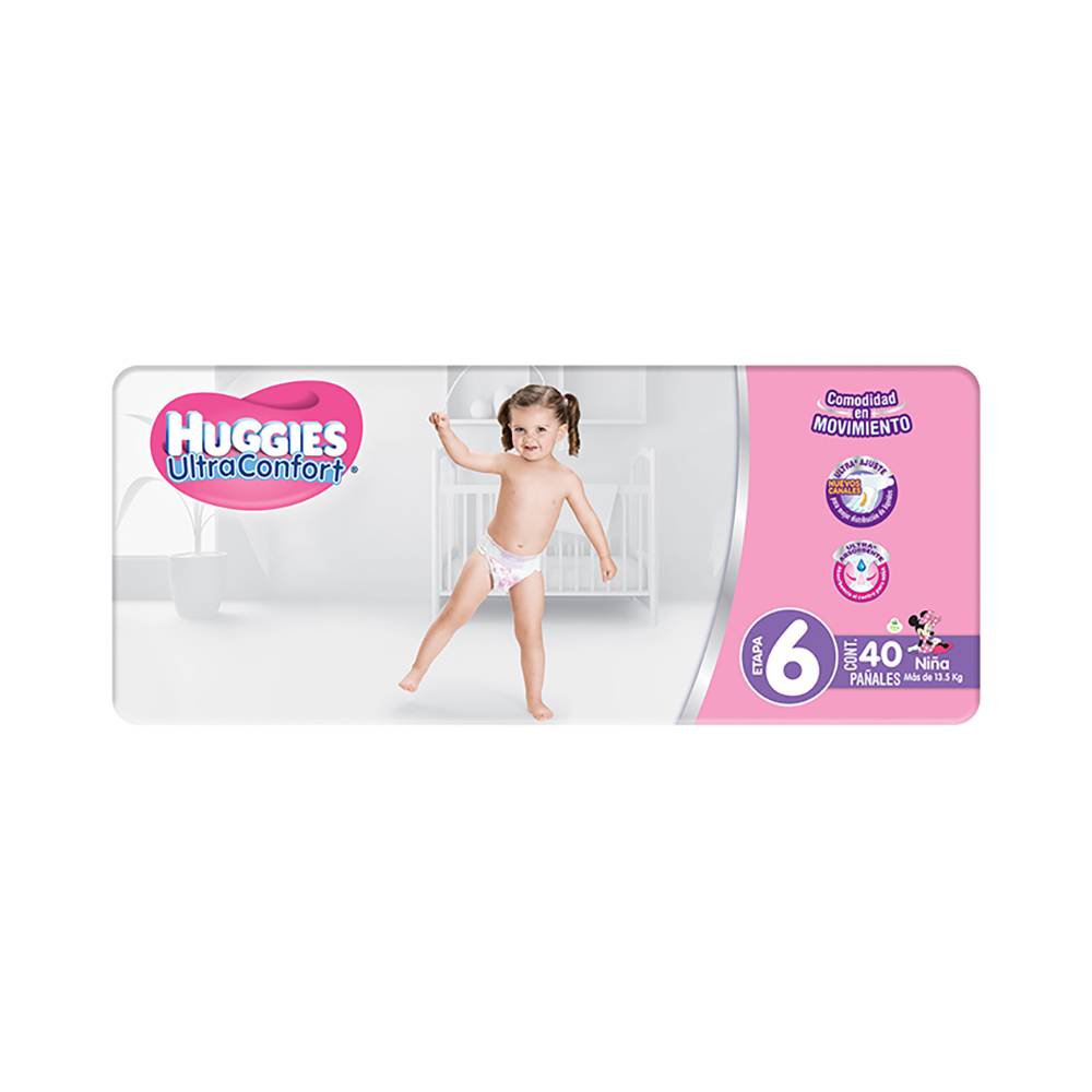 Huggies pañales ultra confort niña (etapa 6) (40 un)