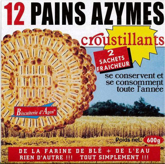 Pain azyme - biscuiterie d'agen - 600g e