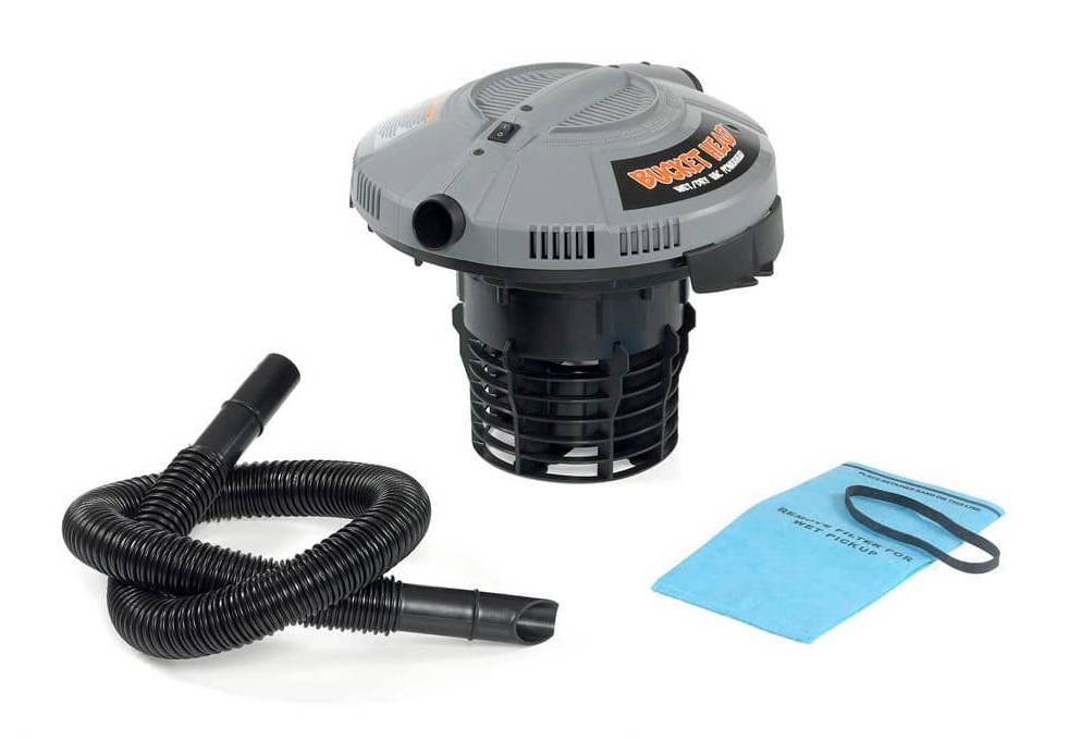 Bucket Head Wet Dry Vaccum Powerhead With Filter Bag and Hose, Black-Grey (3 pack)
