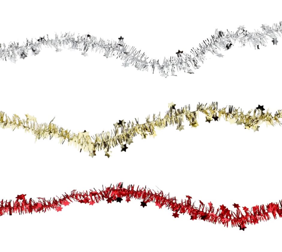 Christmas House Decorative Tinsel Garland, Assorted (3 ct)