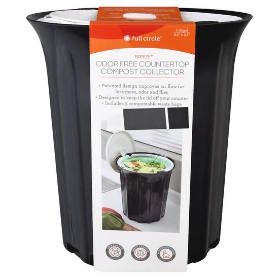 Full Circle Breeze Compost Collector, Countertop, Odor Free, 0.85 Gallon