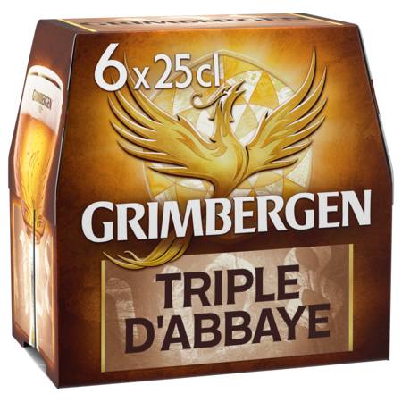 Bière blonde triple d'abbaye GRIMBERGEN - le pack de 6 bouteilles de 25cL