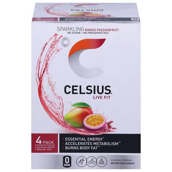 Celsius Live Fit Energy Drink( 4 Ct, 12 fl oz ) (sparkling mango- passionfruit)