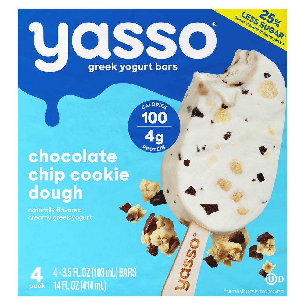 Yasso Chocolate Chip Cookie Dough Frozen Greek Yogurt Bars (4 ct)