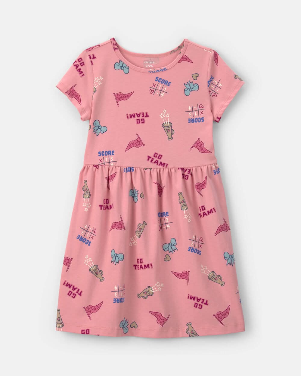 Girls School Spirit Short-Sleeve Dress - Pink - 5