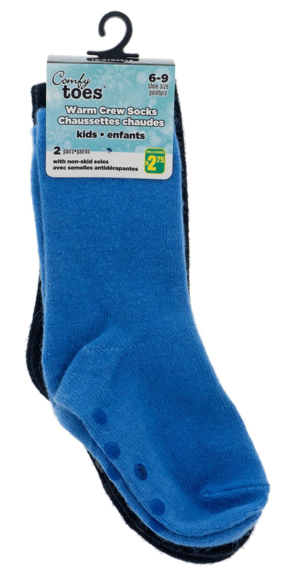 Comfy Toes Kids Warm Crew Socks, 6-9 (2 ct)
