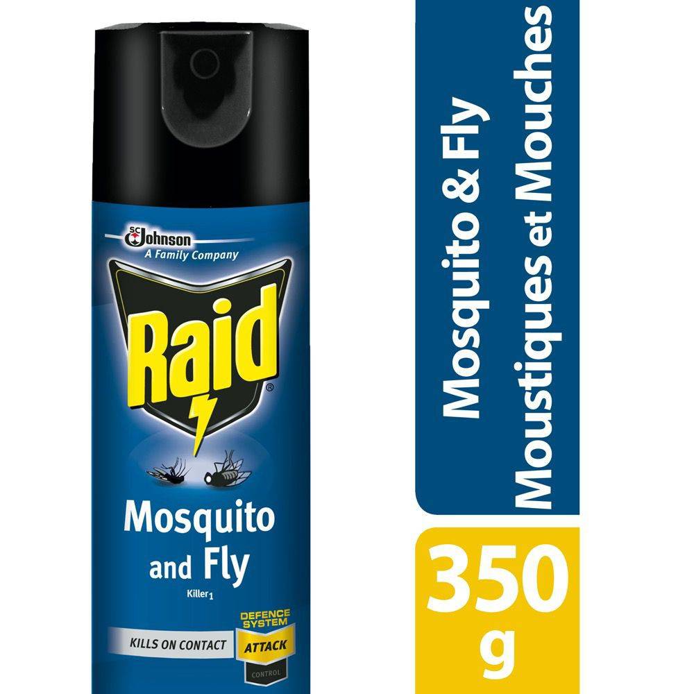 Raid raid insecticide contre les moustiques et les mouches - 350g (350 g) - mosquito and fly insect killer spray (350 g)