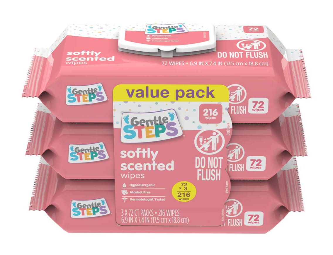Gentle Steps Softly Scented Wipes 216 Ct