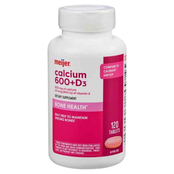 Meijer Calcium 600 mg + D3 Tablets (120 ct)