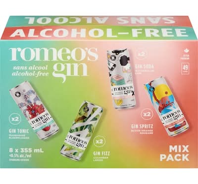 Romeo's gin assortiment de cocktails sans alcool - assortment of non-alcoholic cocktails (8 pièces, 355 ml)