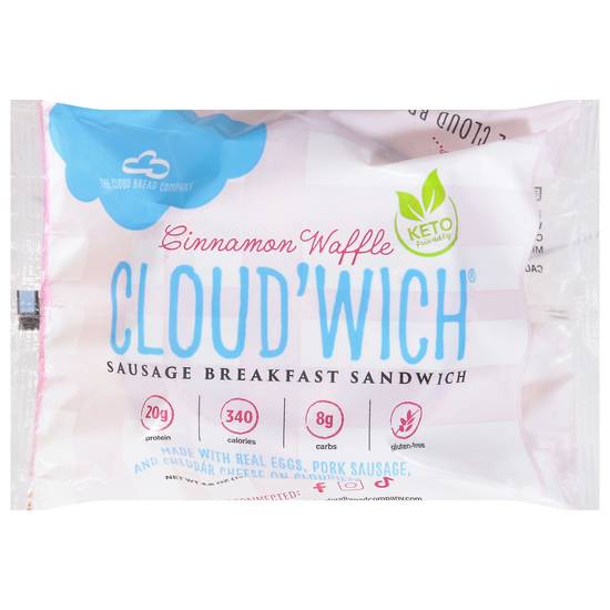 Cloud'wich Cinnamon Waffle Sausage Breakfast Sandwich (pork)