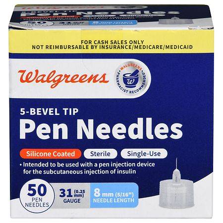 Walgreens 5-bevel Tip Pen Needles 31g/8mm ( 50 ct )