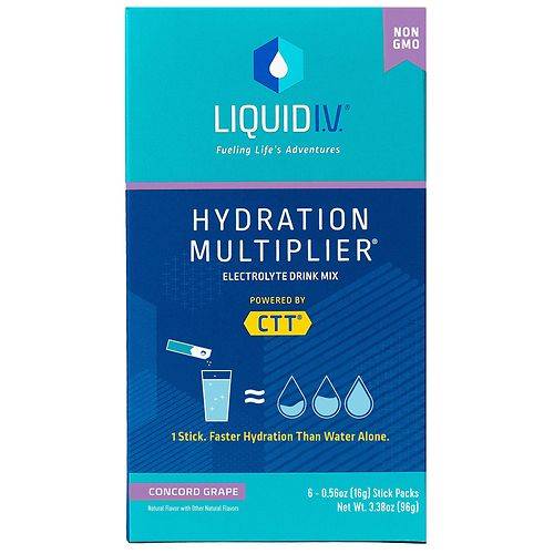 Liquid I.V. Hydration Multiplier Powder Packets Electrolyte Drink Mix Grape - 0.56 oz x 6 pack