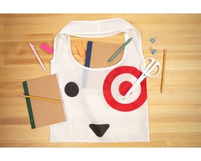Target Reusable Bullseye Dog Foldable Pocket Bag, 16x21 in
