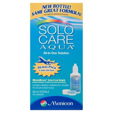 Solocare Solution For Contact Lenses Travel Pack, Aqua (90 ml)