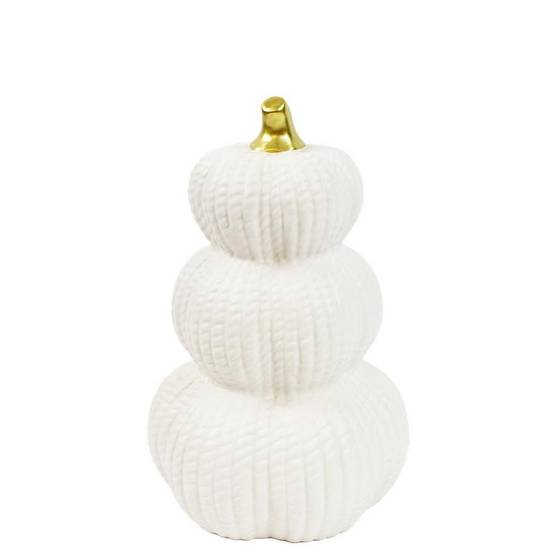 Small Ceramic Stacked Pumpkin Decoration, 10in