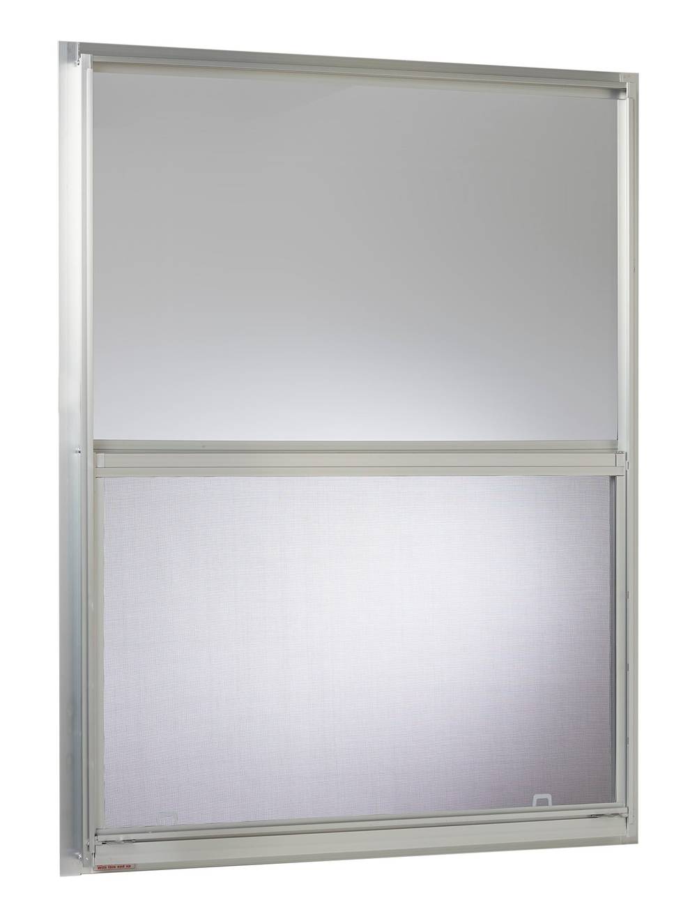 Project Source 40000 Series 30-in x 40-in Silver Exterior Aluminum Replacement Single Hung Window Single Pane Glass (Half Screen Included) | AMH3040PS