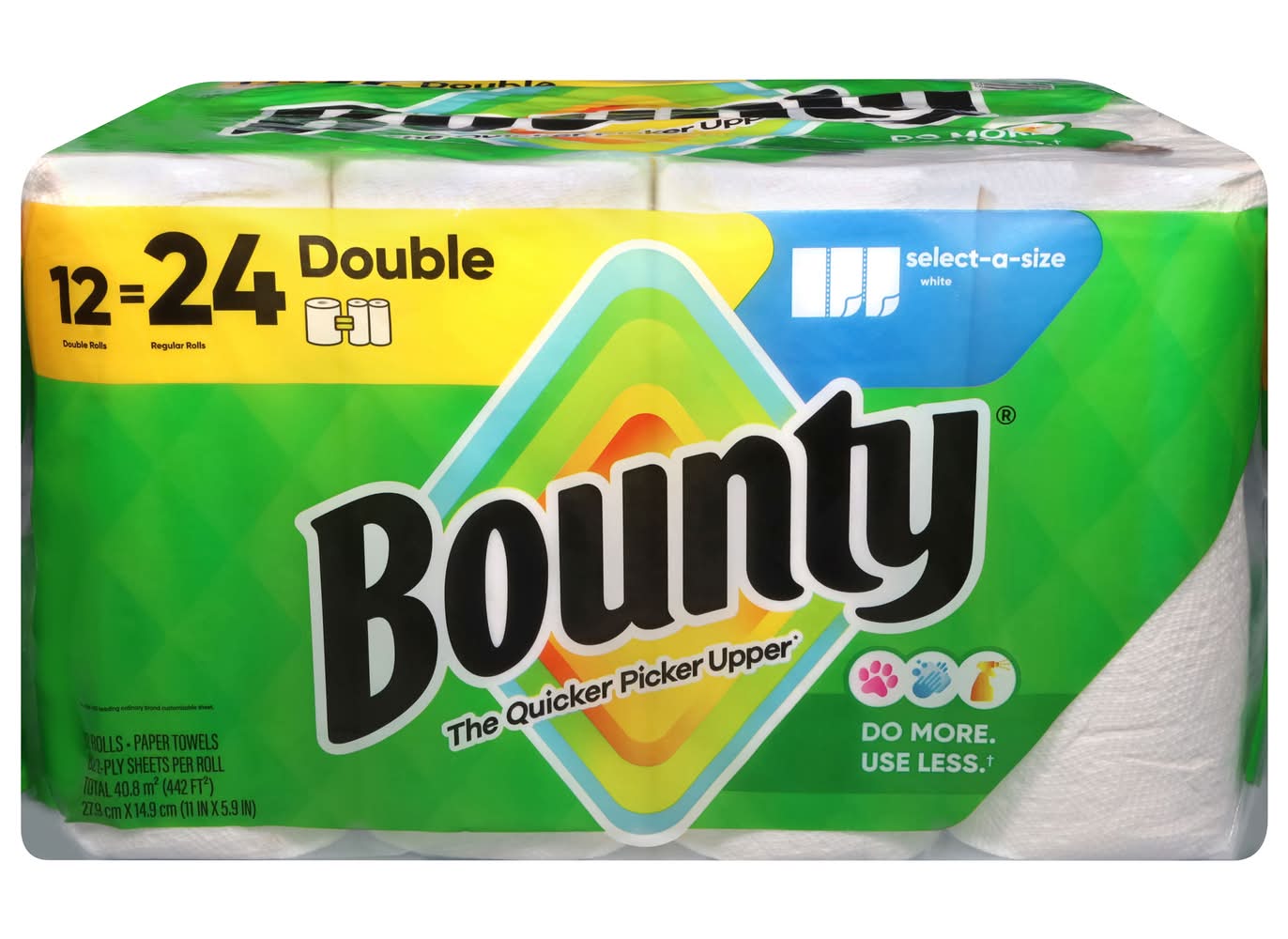 Bounty Select-A-Size 2 Ply Double Paper Towel Rolls, 11x5.9 in, White (12 ct)